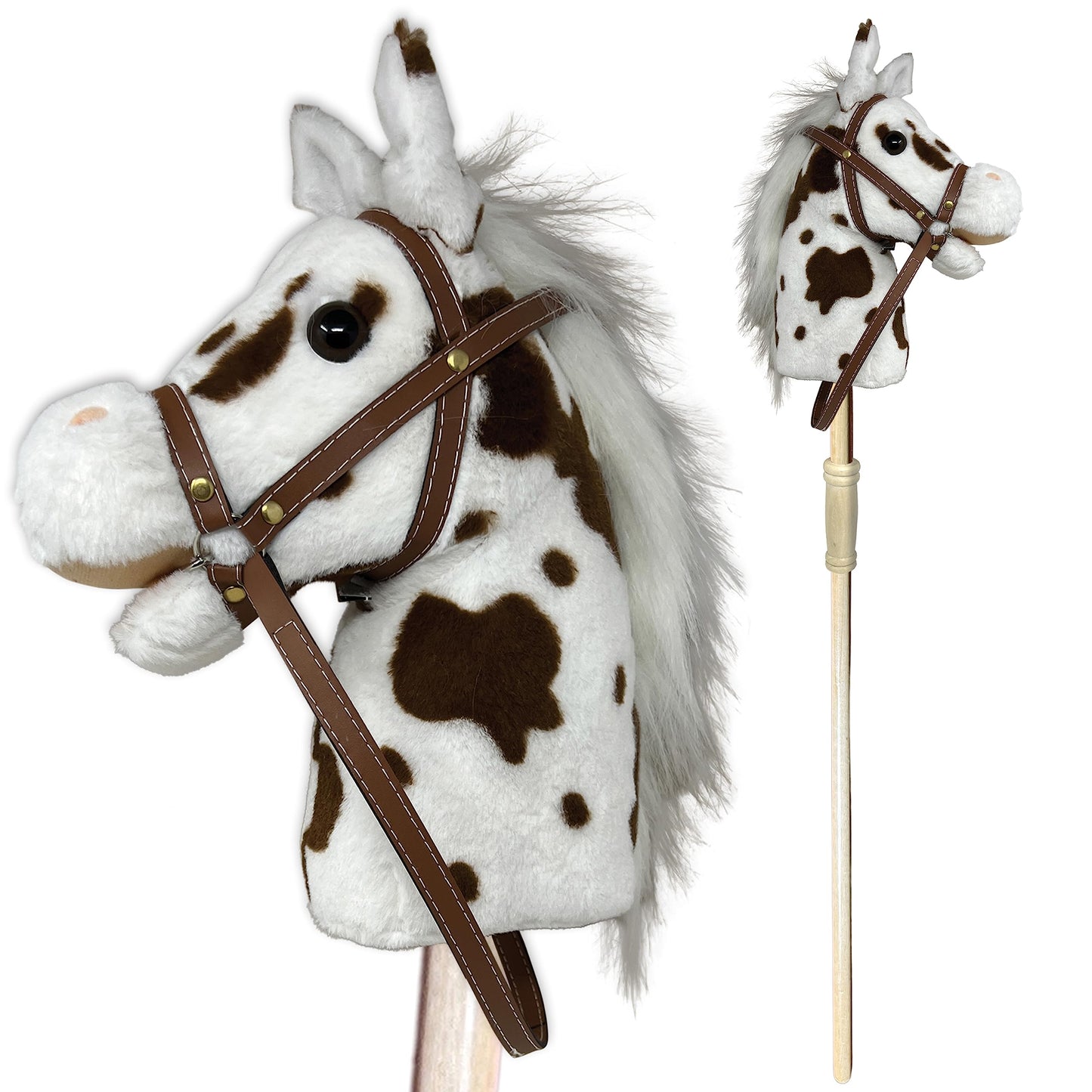 Nature Bound Stick Horse | Plush Handcrafted Hobby Horse | Stick Pony Provides Fun Pretend Play for Toddlers & Preschoolers | Ha