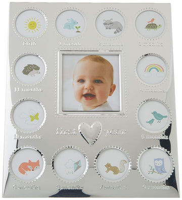 Carter'S Baby'S First Year Animal Theme Silver Metal Month By Month Picture Frame, 9.75' L X 11.75' H