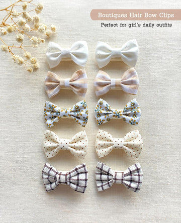 Baby Girls Hair Bow Clips, 20Pcs Boutique Cotton Fully Lined Hair Pins, Non Slip Baby Barrettes Accessories For Infants Toddlers