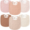 Susurration Muslin Baby Drool Bibs 6Pack Soft Square Adjustable Baby Bandana Bibs For Unisex Girls & Boys (Pinkish Brown)