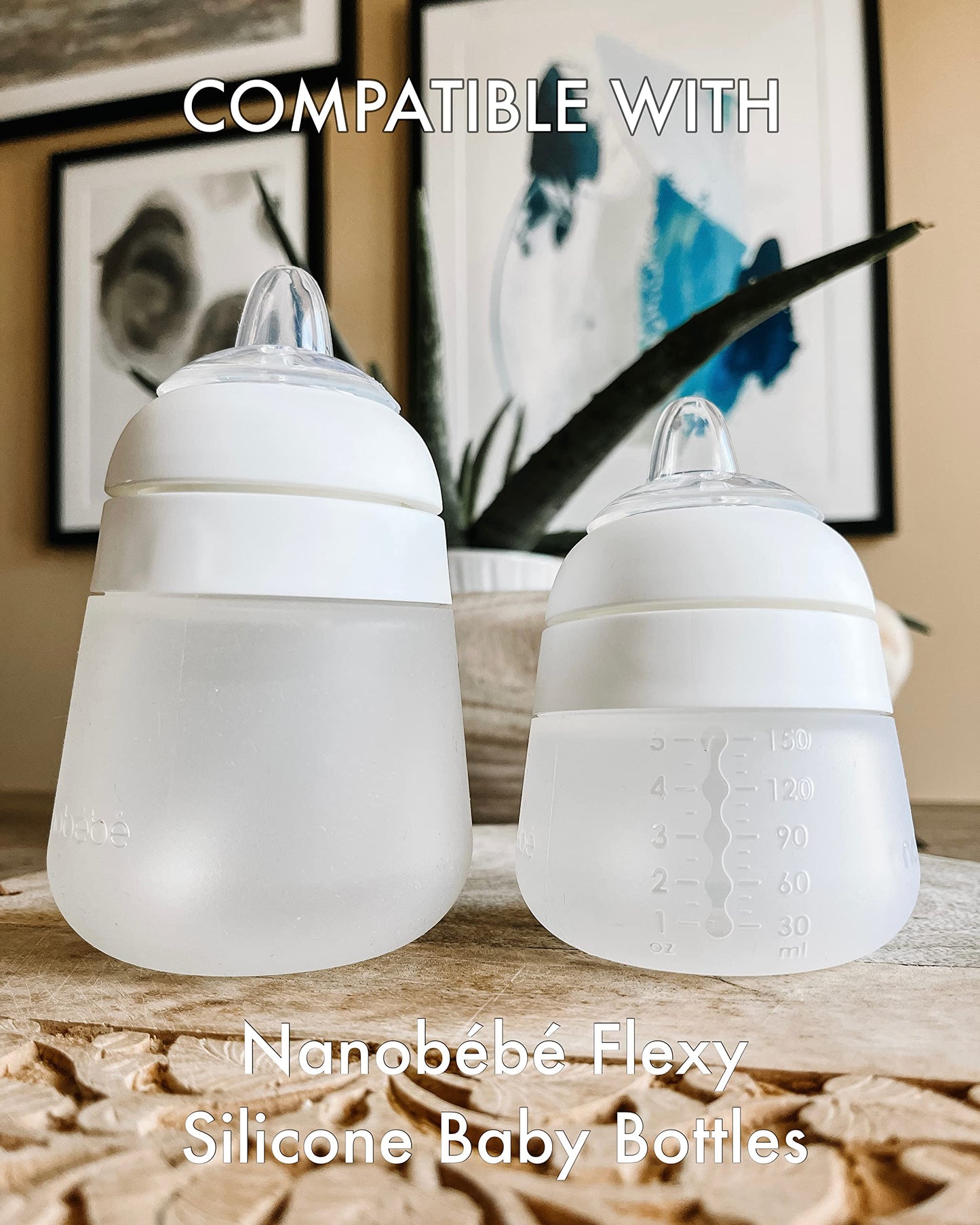 Sippy Cup Conversion Kit For Nanob B Flexy Silicone Baby Bottles | 2-Count | With Soft Silicone Sippy Spout Nipples, Any Angl