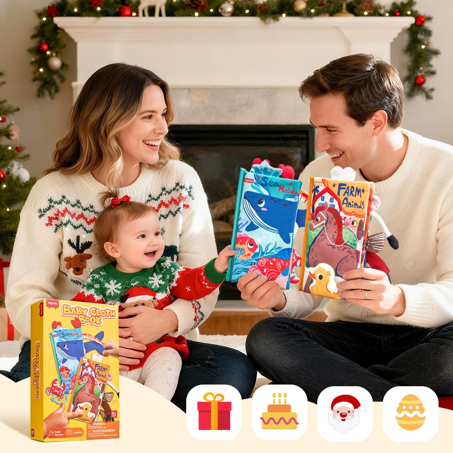 JoyCat Baby Books 0-6 Months - 2PCS Infant Toys 0-6m Tummy Time Babies Toy Newborn Toys Early Development Sensory Book Baby Girl
