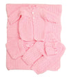Abelito Newborn Baby Crochet Blanket 5 Piece Set Hat, Booties, Sweater, Pants (Pink)