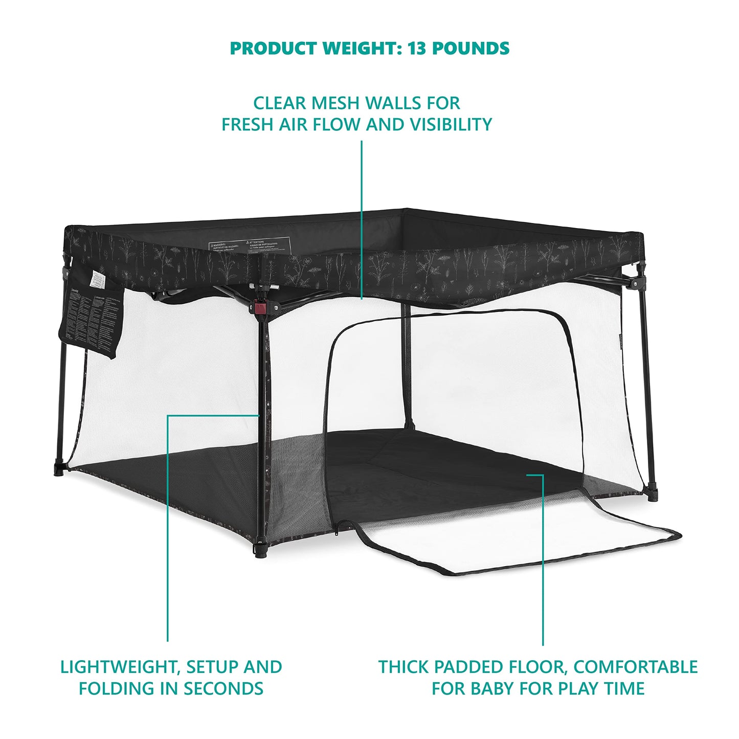 Dream On Me Ziggy Square Playpen Black And White/Easy Set Up/Breathable Mesh Walls/Stylish Finishes/Folds Compactly/Easy Storage