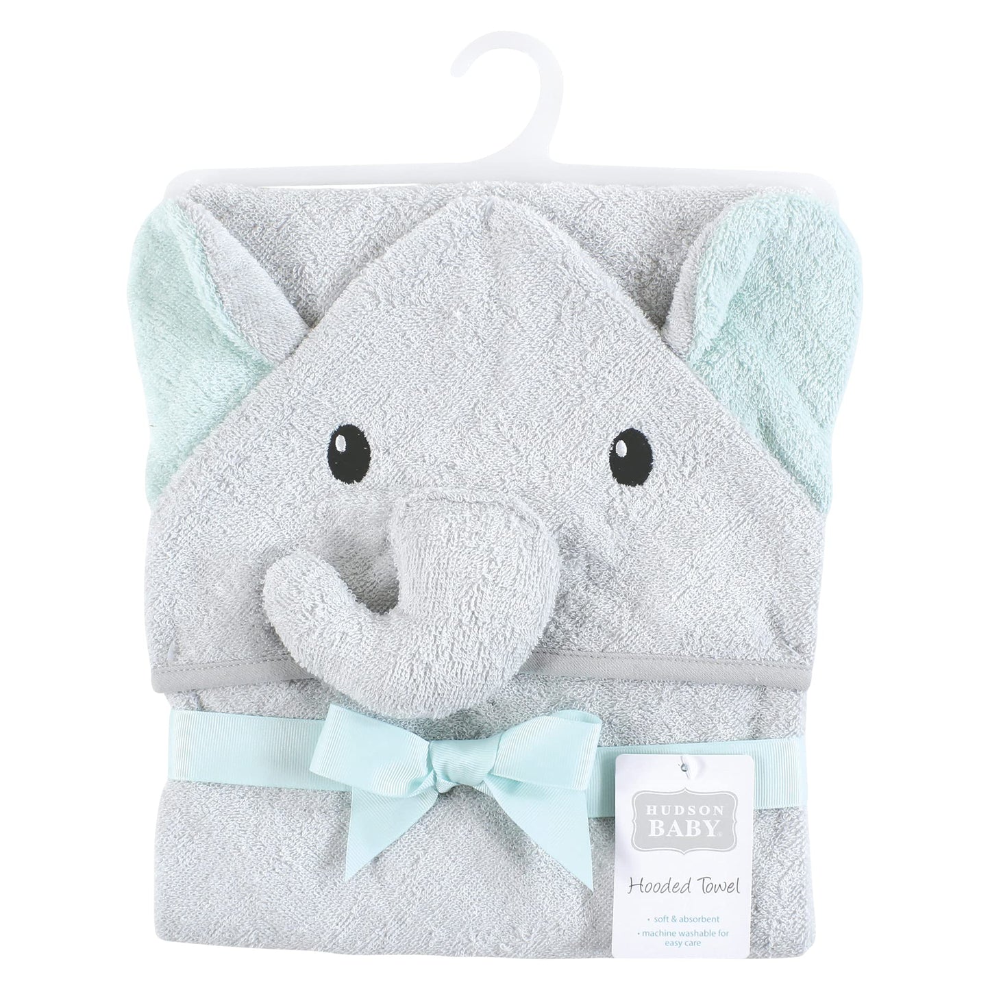 Hudson Baby Unisex Baby Cotton Animal Face Hooded Towel, Dreamy Elephant, One Size