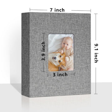 Vienrose Small Photo Album 4X6 Holds 200 Photos 2 Pack, Mini Baby Photo Album Linen Cover For Gifts Wedding Family, Grey