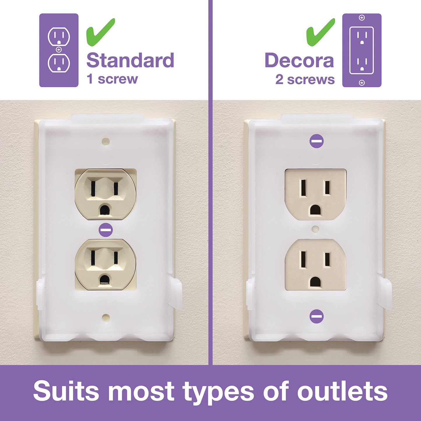 Dreambaby Extra-Large Dual Fit Outlet Plug Cover - Electrical Socket Guard For Standard And Decora - White - Model L945