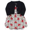 Touched By Nature Baby Girls' Organic Cotton Dress And Cardigan, Black Red Heart, 3-6 Months