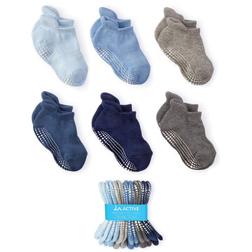 La Active Non Slip Grip Ankle Boys And Girls Socks For Babies Toddlers And Kids 4 -7 Years - 6 Pairs - Girls