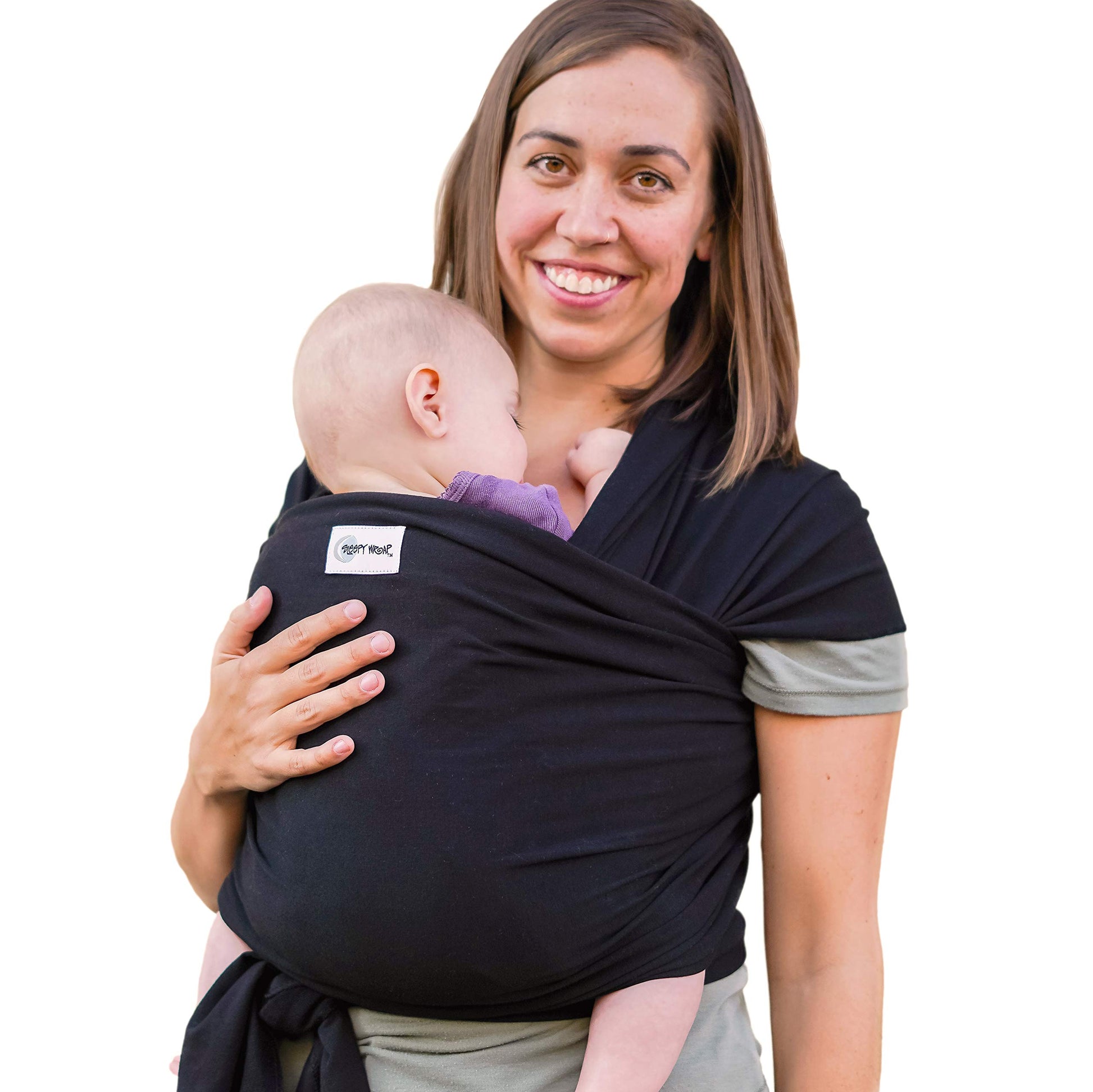 Sleepy Wrap Baby Carrier - Newborn To Toddler - Hands-Free - Stretchy Ergonomic Wraps - Lightweight Sling - Body 7-35 Lbs (Black