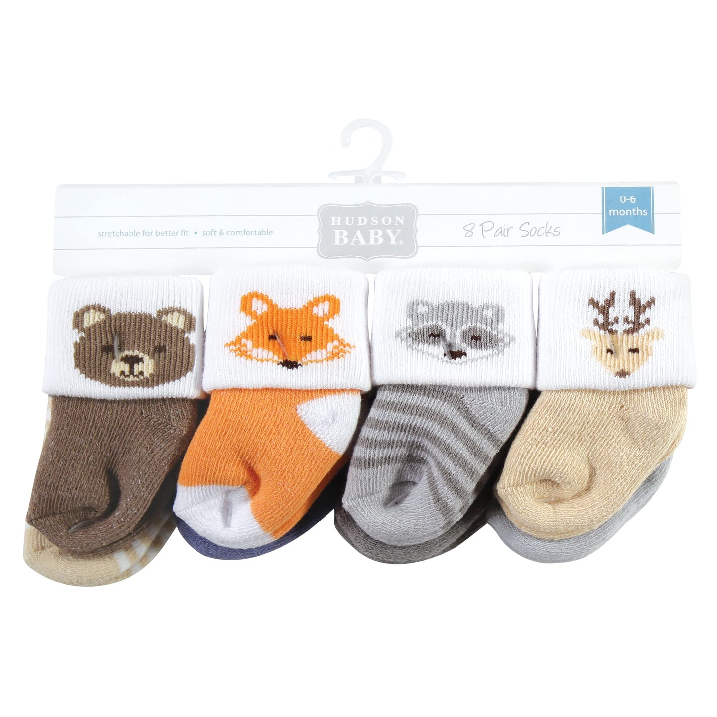 Hudson Baby Unisex Baby Cotton Rich Newborn And Terry Socks, Woodland, 0-6 Months