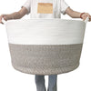 YNEXTRA Extra Large Cotton Rope Woven Basket-22x14Inch Storage Basket for Blankets-XXXL Laundry Basket with Handles-Safe Toy Bas