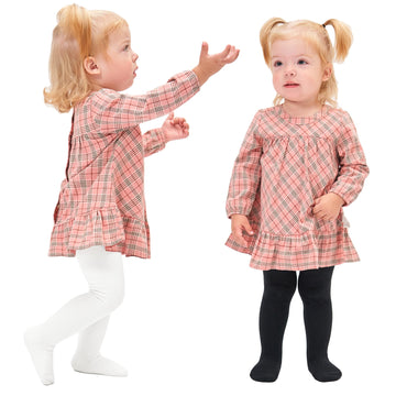 Stelle Toddler Girls Tights Baby Seamless Knit Thick Cotton Leggings Pantyhose(Infants/Kids/Childern)(Black+White,3Xs)