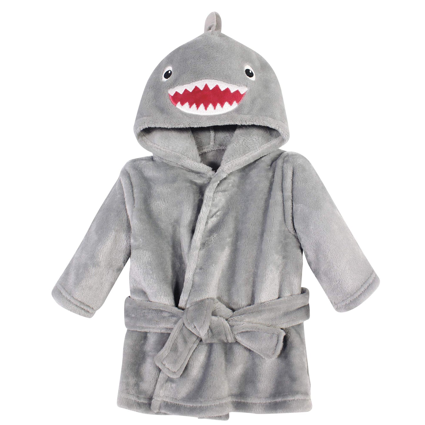 Hudson Baby Unisex Baby Plush Animal Face Bathrobe, Shark, 0-9 Months