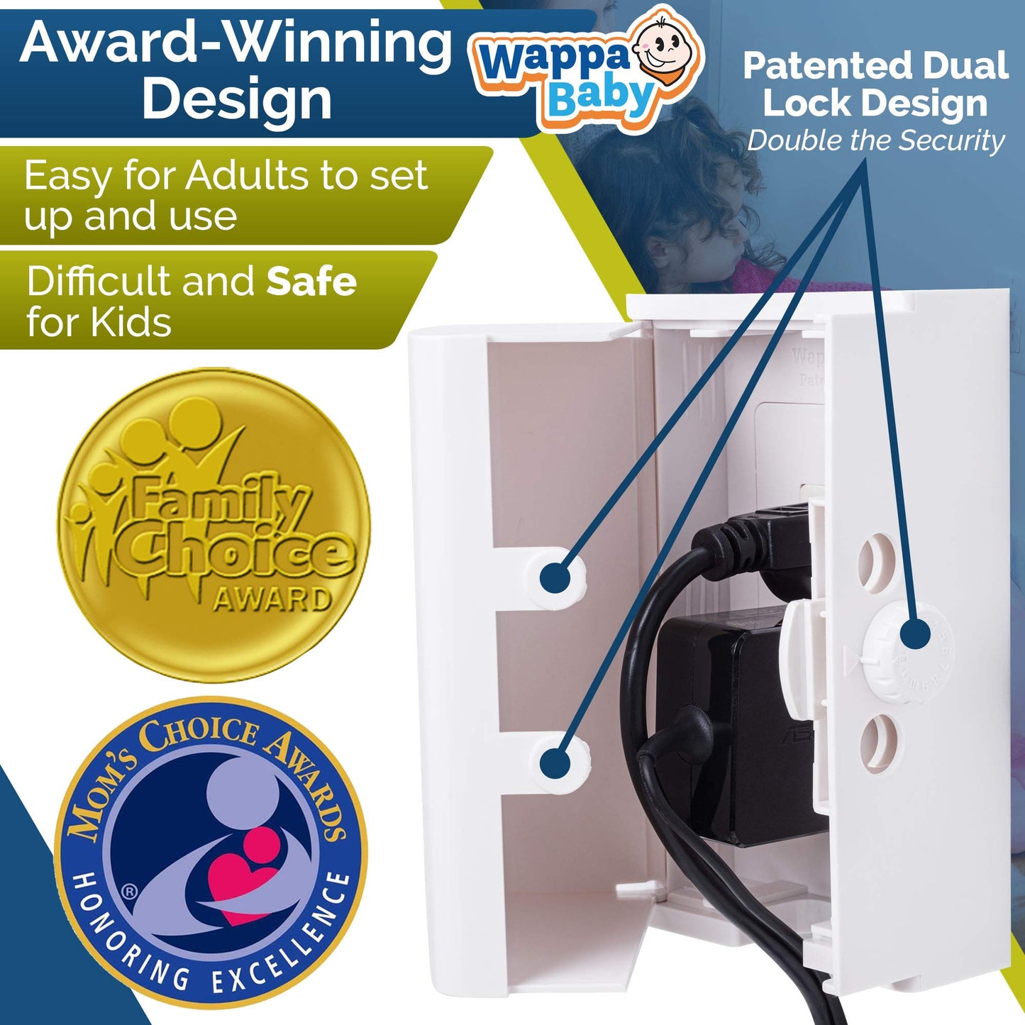 Baby Safety Outlet Cover Box (2 Pack) Double Lock For Much Better Toddler Proofing, Easier Operation, Simple 3 Step Install With