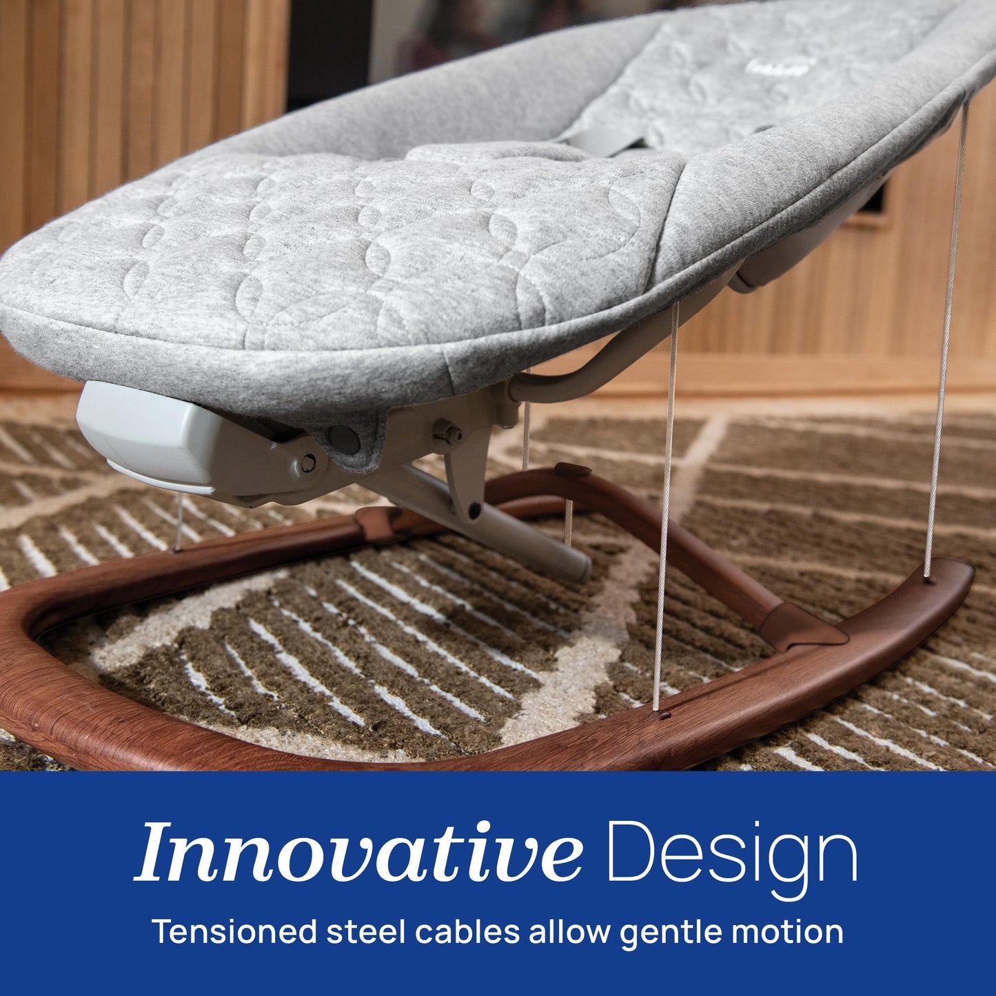 Chicco Float Baby Bouncer Seat, Quilted Organic Cotton Seat Pad, Included Bar With Plush | Cloud/Grey