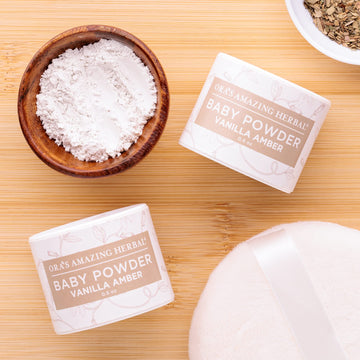 Ora'S Amazing Herbal, Talc Free Baby Powder, Cornstarch Free Clay Based Powder, Real Vanilla Amber Natural Scent, (Pack Of 2 Tra
