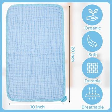 Tudomro 20 Pack Muslin Burp Cloths 20 X 10 Inch Absorbent Baby Burping Cloth 6 Layers Baby Rags Face Towels, 5 Colors