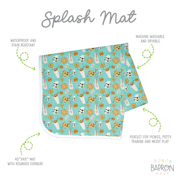 Bapronbaby Cookies & Milk Splash Mat - Waterproof Catch-All For Under High Chairs, Floors, Tables, Playtime Or Arts & Crafts - M