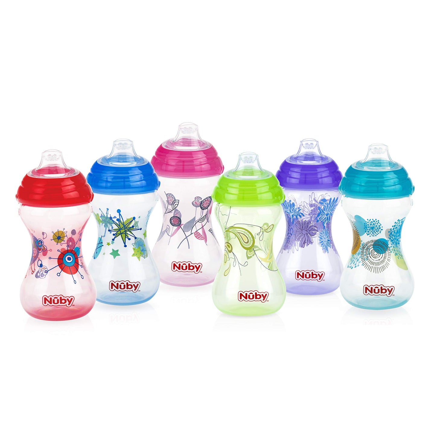 Nuby 3Pk No Spill 'Pinpoint' Soft Spout Clik-It, Girl, 10 Oz