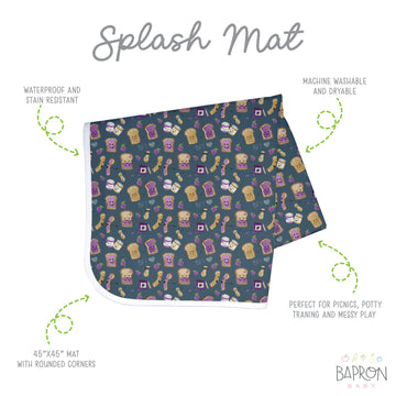 Bapronbaby Pbj Pals Splash Mat - Waterproof Catch-All For Under High Chairs, Floors, Tables, Playtime Or Arts & Crafts - Machine
