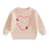 Nokpsedcb Baby Girl Cute Long Sleeve Heart Flowers Embroidery Oversized Sweater Toddler Valentine Outfit (Beige, 3-4 Years)
