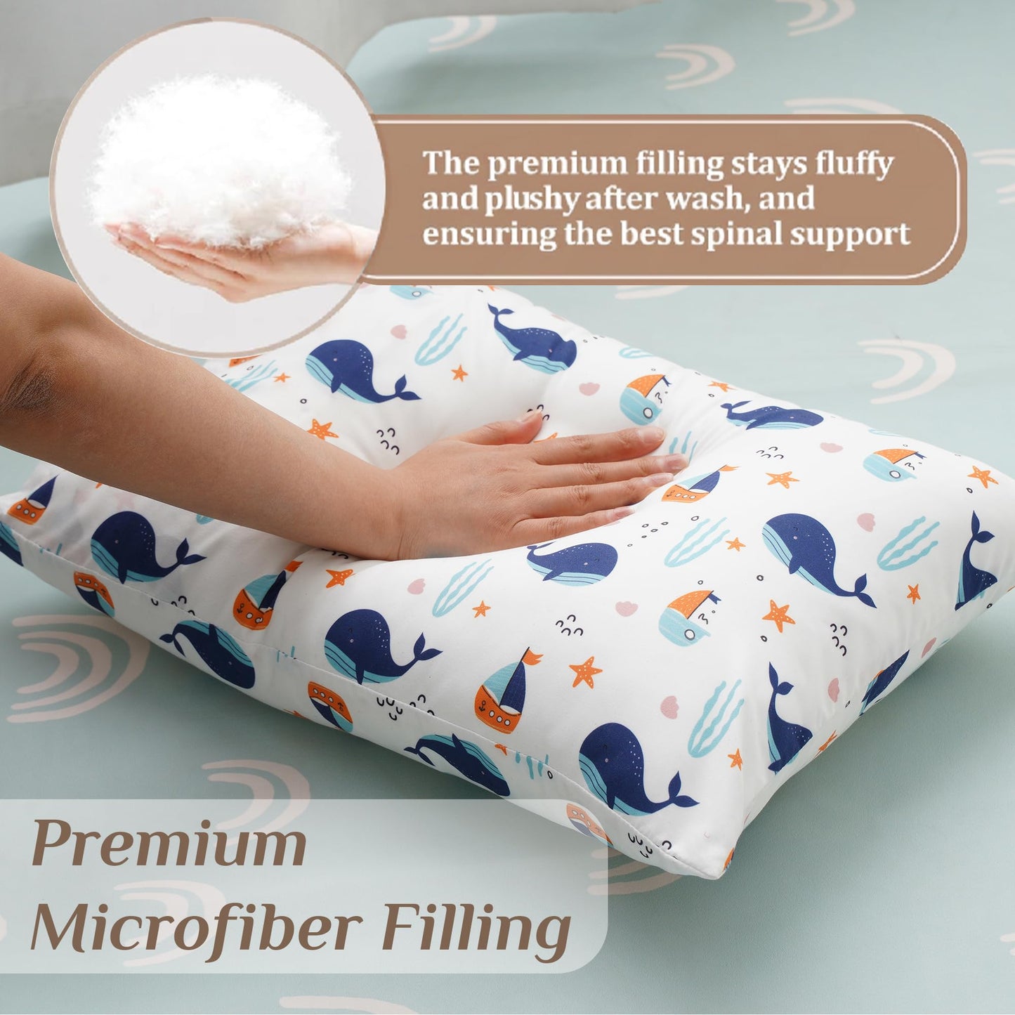 Bunnikins & Clover Toddler Pillows With Pillowcase, 13 'X18 ' Soft Cotton Kid Pillows For Sleeping, Bedding Small Pillow For B