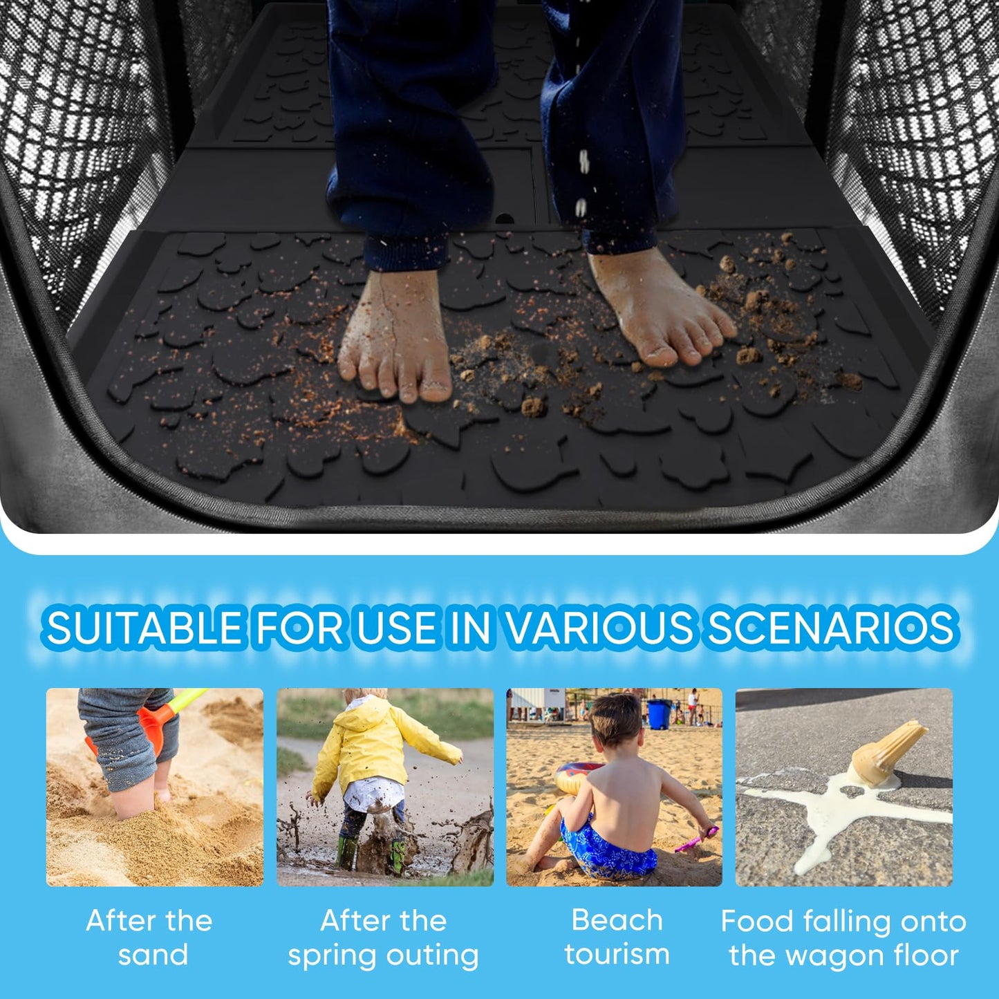 All Weather Mat For Wrangler Deluxe 4 Seater Stroller Wagon,Myvikcar Insert Floor Protect Pad 31.5X22 Inch