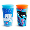 Munchkin Miracle 360 Wildlove Sippy Cup, 9 Ounce, 2 Pack, Polar Bear/Orca