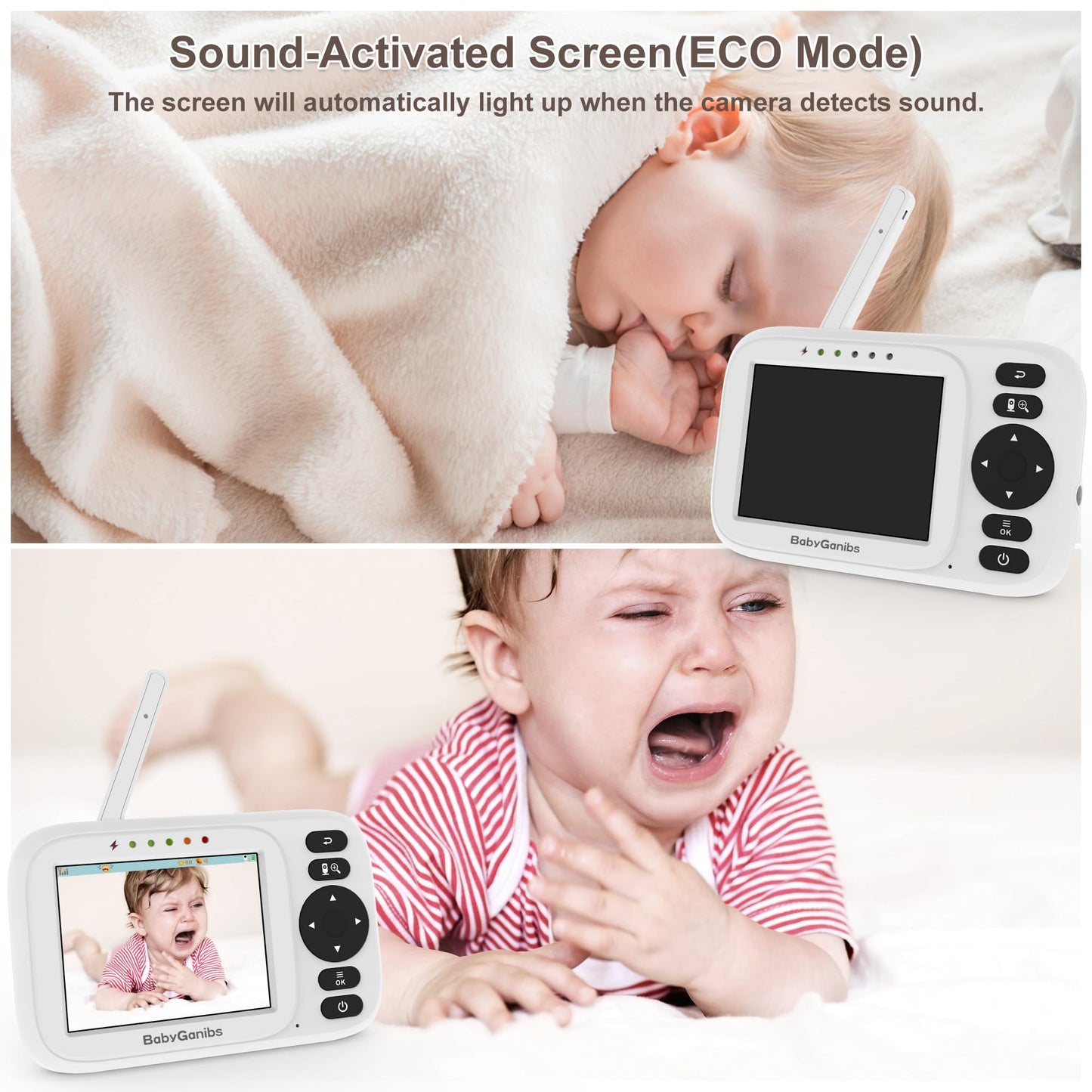 Baby Monitor With Camera And Audio, 3.2'' Ips Portable Baby Monitor No Wifi With 1000Ft Long Range, Remote Pan-Tilt Video Baby M