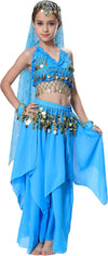 Genie Costume For Girls Halloween Costume Frozen Elsa Costume 4T 4 5 6 7 8 10 12 14 16 S M Blue