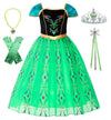 Reliparty Girls Princess Costume Dress Up Green, With Accessories,100
