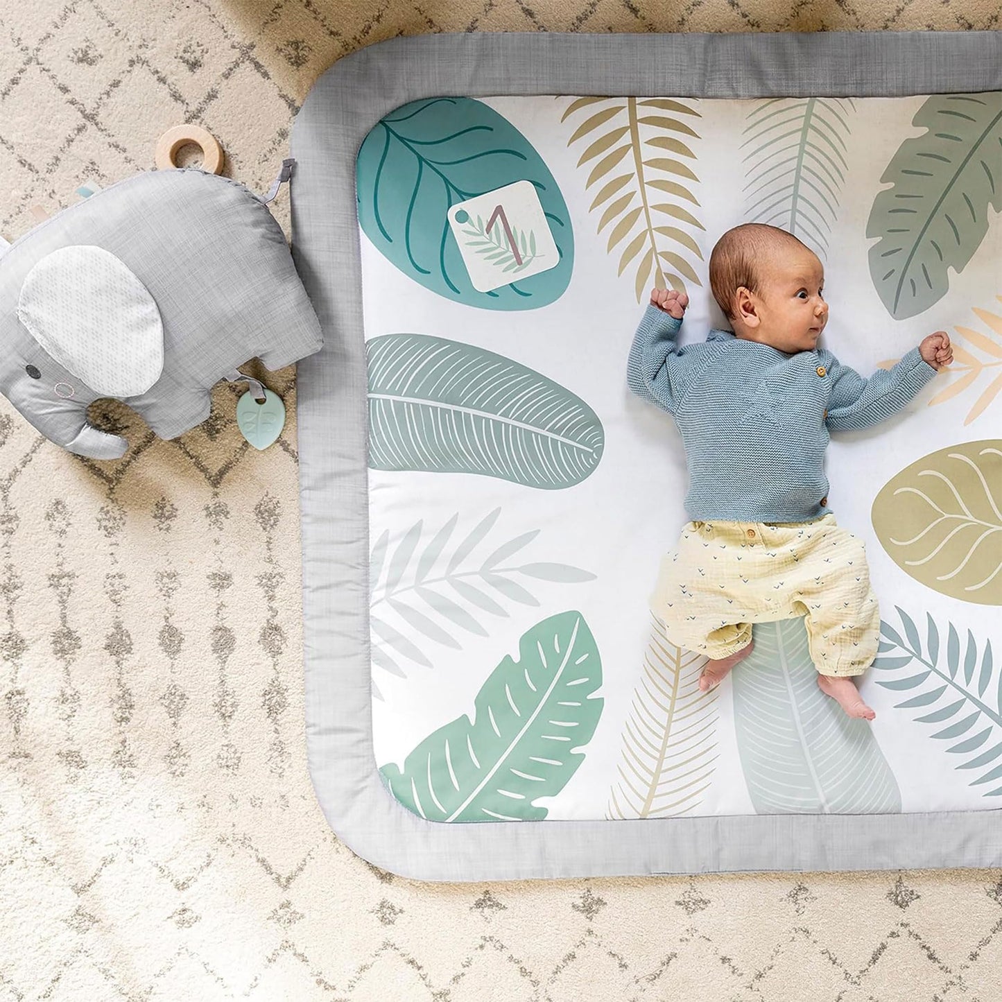 Ingenuity Sprout Spot Baby Milestone Tummy Time Activity Mat And Play Gym Unisex Ages 0+ Months 40 X 40 Inches