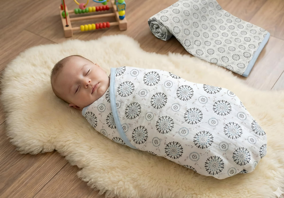 Celina Polka Baby Blanket for Newborns, Soft Wrapper Sleeping Bag, Geometrical Print, 100cm x 100cm, 06 Months, Skin Friendly
