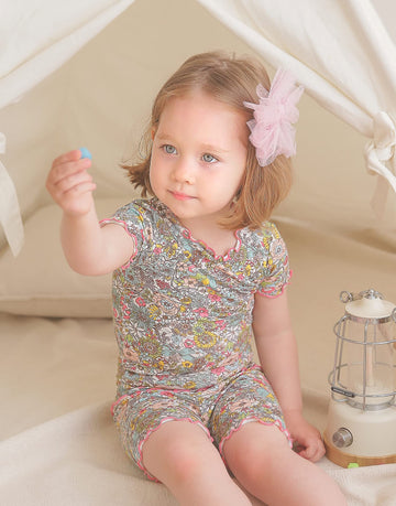 Vaenait Baby Short Sleeve Summer Sleepwear Pajamas 2Pcs Set Shirring Floral-Short M