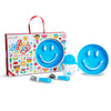 Munchkin Be Happy Toddler Feeding Supplies Gift Set, Includes Happy Face Suction Plate, Straw Cup And Utensil Set, Blue