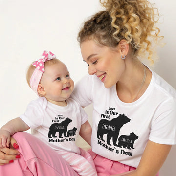 Our 1St Mother 'S Day Shirt, Mommy And Me Shirts, Matching First Mother 'S Day Outfits, Customizable With Names And Date, Baby B