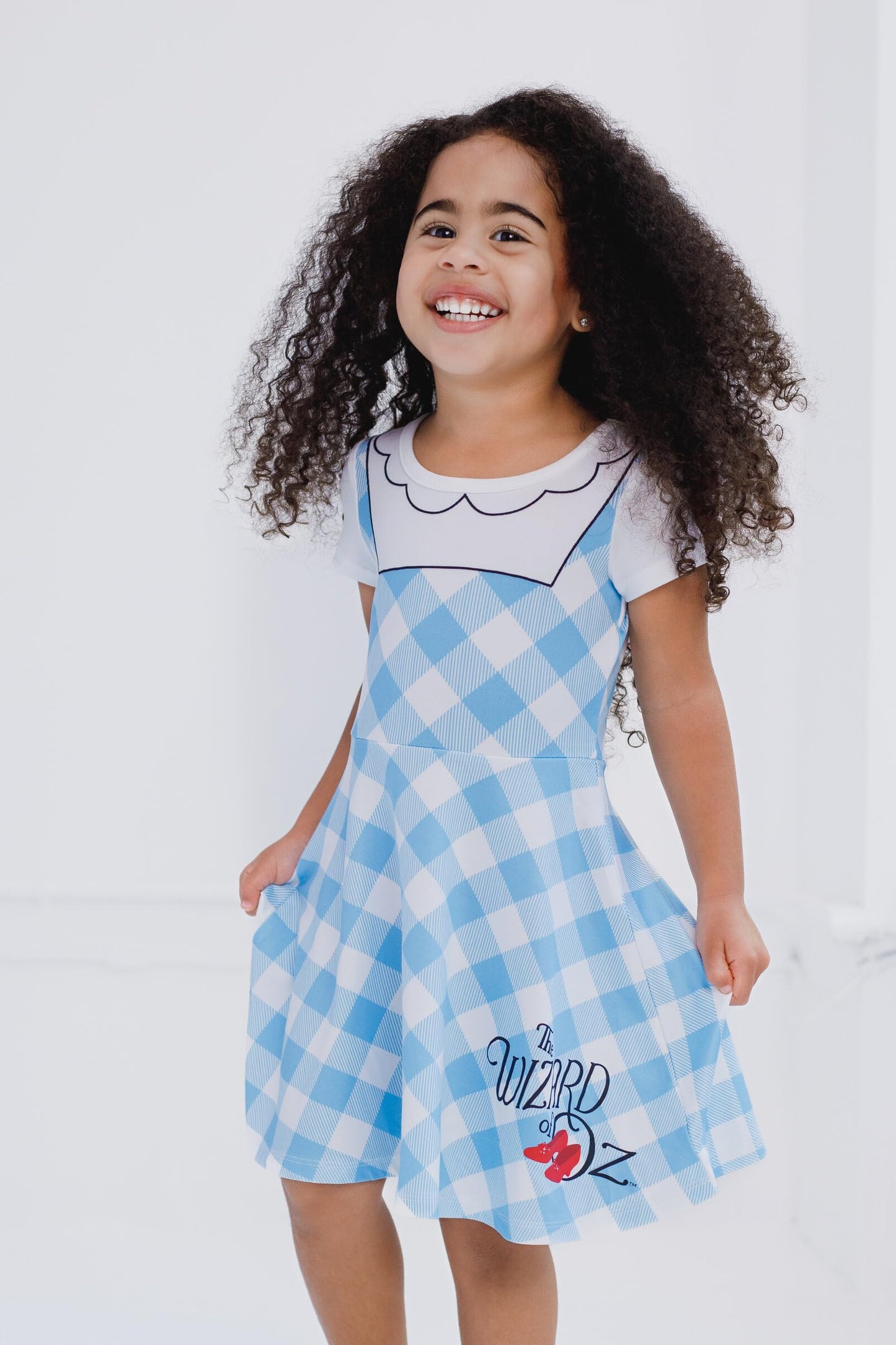 Wizard Of Oz Dorothy Toddler Girls Cosplay Dress Gingham Blue/White 4T