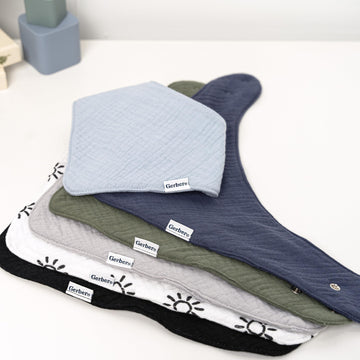 Gerber Baby Unisex Muslin Bandana Bibs 10-Pack, Solid Nature, One Size