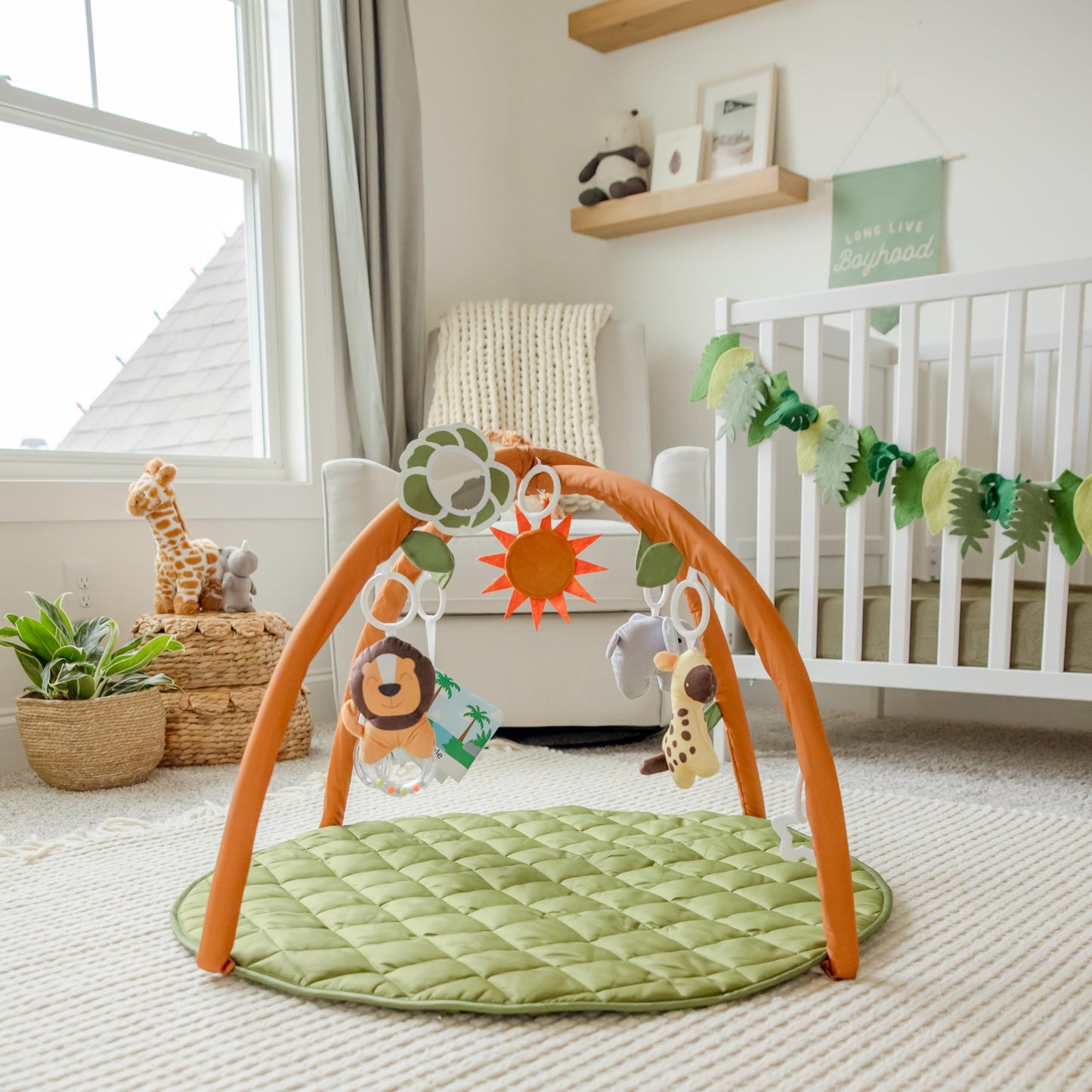 Snappea Baby Activity Mat. Jungle Baby Play Gym Mat, Tummy Time Mat With 8 Baby Toys And Handle. Non Slip, Soft 37In Baby Play M