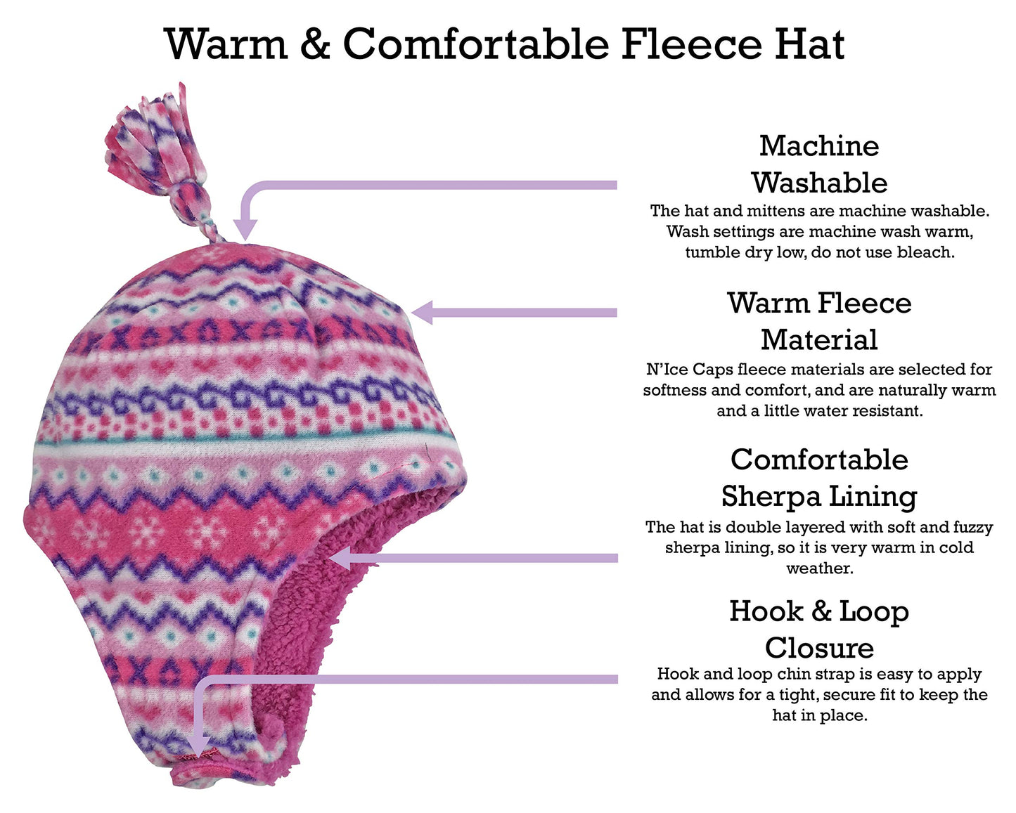 Nice Caps Toddler Baby Winter Hat Mitten Set - Kids Boys Girls Gloves Fleece Sherpa Lined (Fair Isle Print, 4-7 Years)