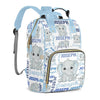 Perarts Elephant Custom Name Diaper Bag Backpack for Baby Boys Girls, Blue Personalized Name Monogram Large Nappy Nursing Organi