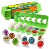 Play Brainy Dinosaur Egg Toys for Toddlers 3+ Montessori, 12 Pc Set, Geometric Egg Puzzle Toy, Early Learning & Educational STEM