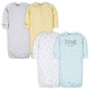 Gerber Unisex Baby Boy And Girls 4-Pack Sleeper Gown Words Grey Preemie