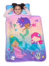 Baby Boom Funhouse Mermaid Kids Nap Mat Set - Includes Pillow and Fleece Blanket - Great for Girls Napping during Daycare or Pre