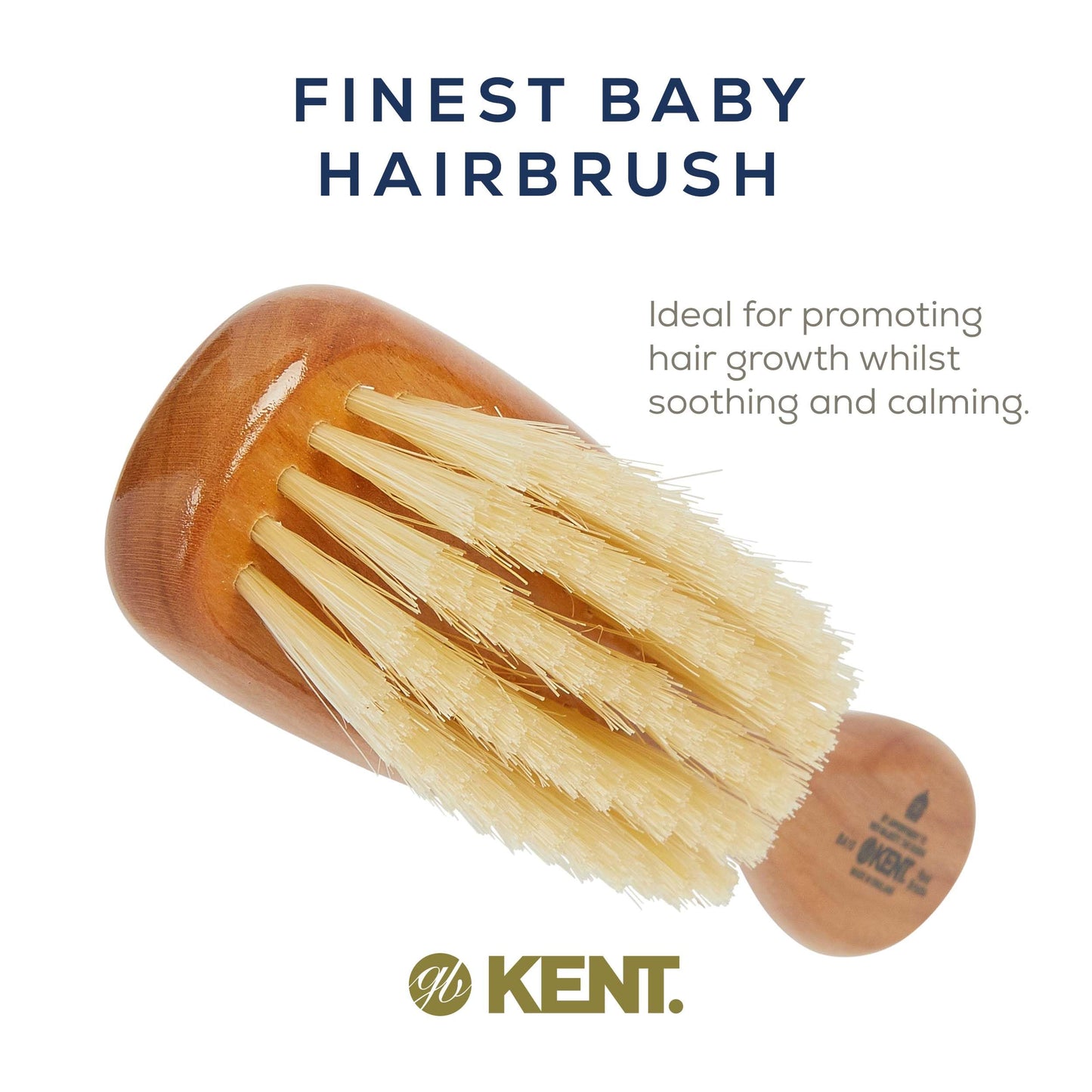 Kent Ba10 Newborn Baby Hair Brush With Soft 100% Pure White Natural Bristle, Cradle Cap Hairbrush For Infant, Toddler And Kids W