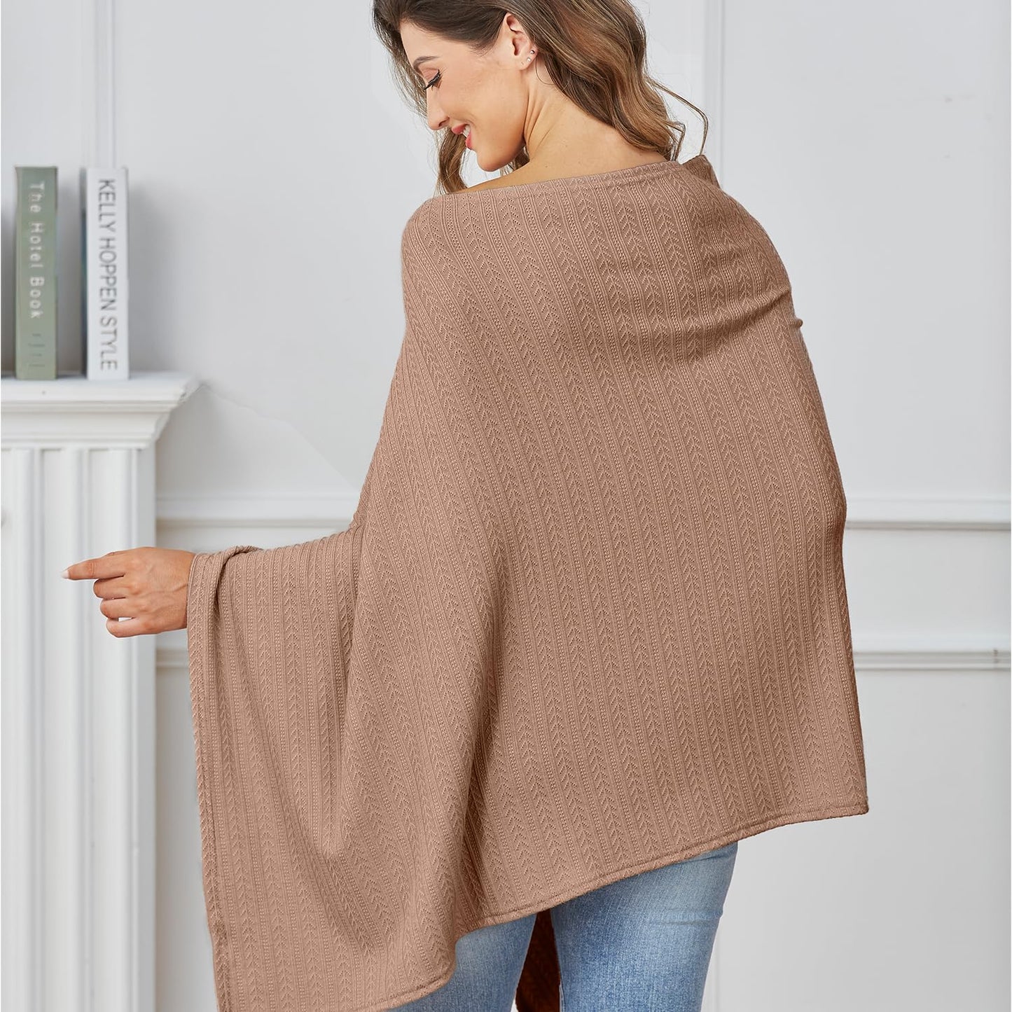 Nursing Cover For Baby Breastfeeding, Organic Cotton Knit Breastfeeding Cover, Warm Cozy Swaddle, Breathable And Soft, Wide Neck