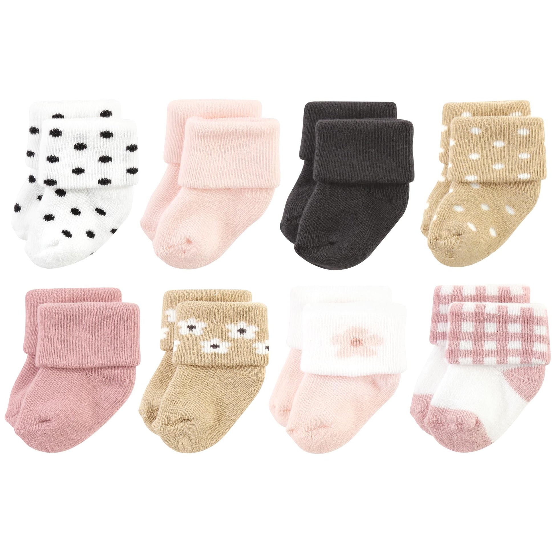 Hudson Baby Unisex Baby Cotton Rich Newborn And Terry Socks, Blush Flower, 6-12 Months