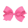 Wee Ones Girls' Classic Grosgrain Hair Bow With Plain Wrap Center On A Weestay Hair Clip, Handmade, Large Sized Bow, Hot Pink