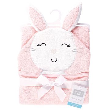 Hudson Baby Unisex Baby Cotton Animal Face Hooded Towel, Pink Bunny, One Size